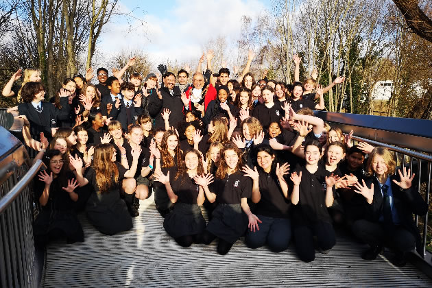 Chiswick School students with the Mayor of Hounslow and the council leader