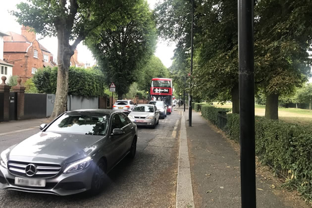 Traffic on South Parade during closure of Turnham Green Terrace this June