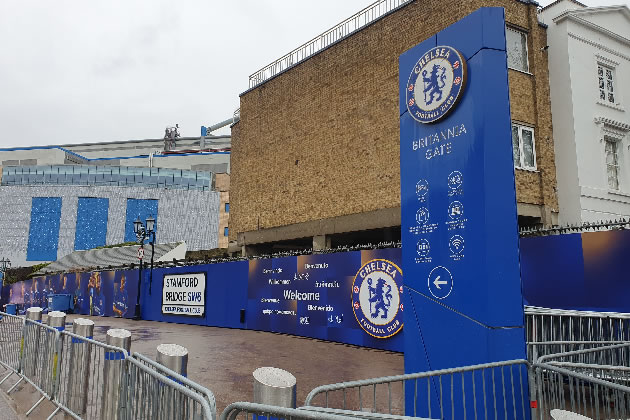 The Britannia Gate entrance to Stamford Bridge