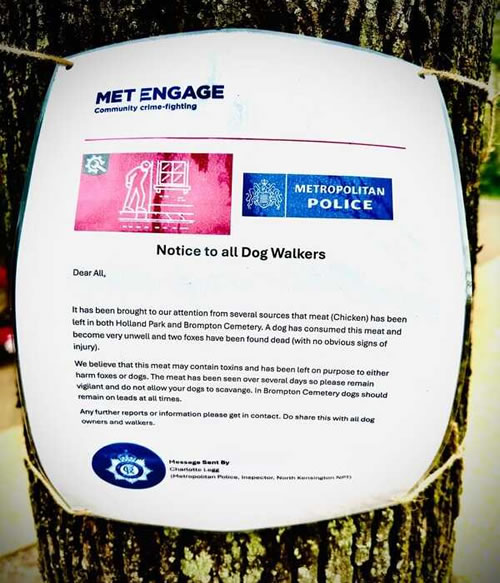 The notice posted by the police team