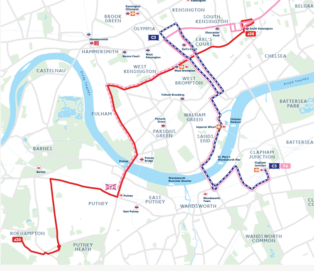 Bus route map for the area
