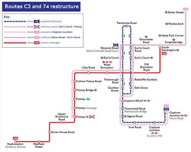 Routes c3 and 74 restructure