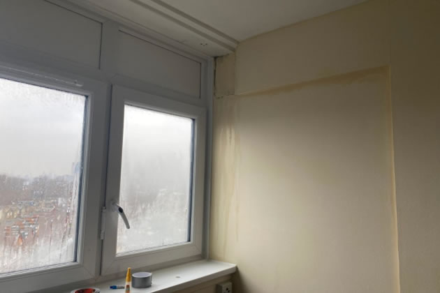 Leaking bedroom wall in the flat they have been accommodated in 