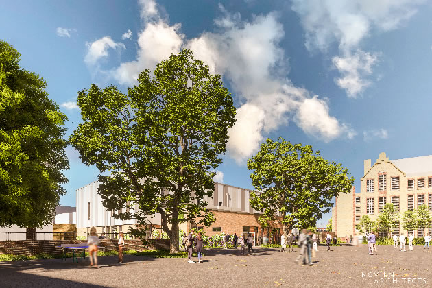 The designs for Fulham Cross Academy involve extensive new planting. Picture: Noviun Architects