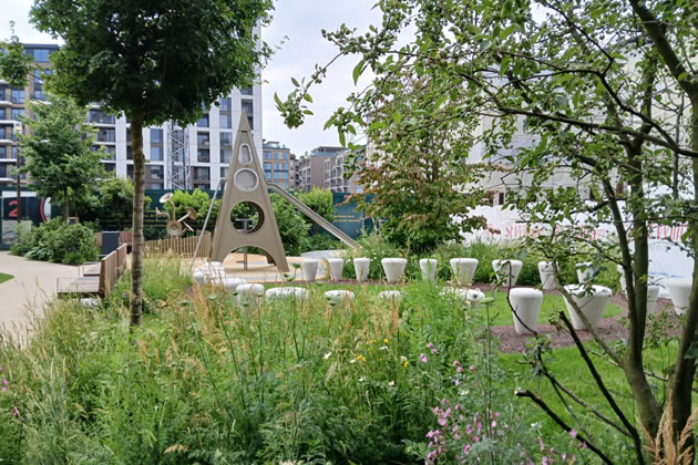 The Gasholder is now a feature in the centre of the park 