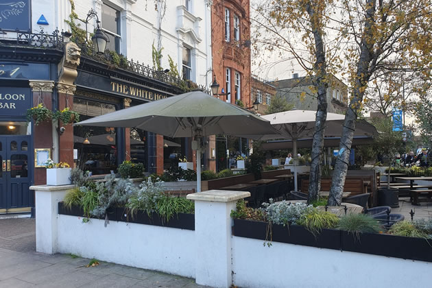 The garden area of the White Horse in Parsons Green
