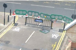 New emergency gates on Bishop Kings Road in London W14