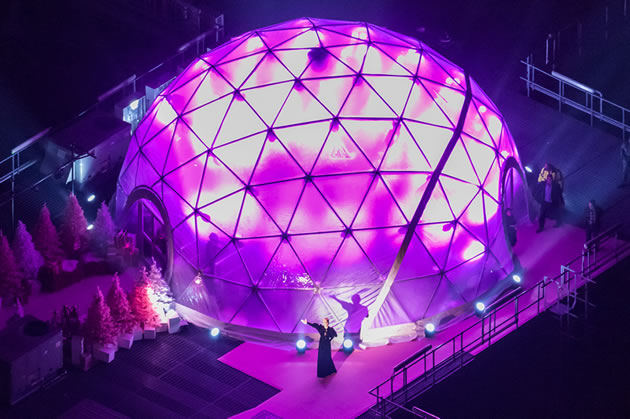 The specially constructed snow globe at Westfield